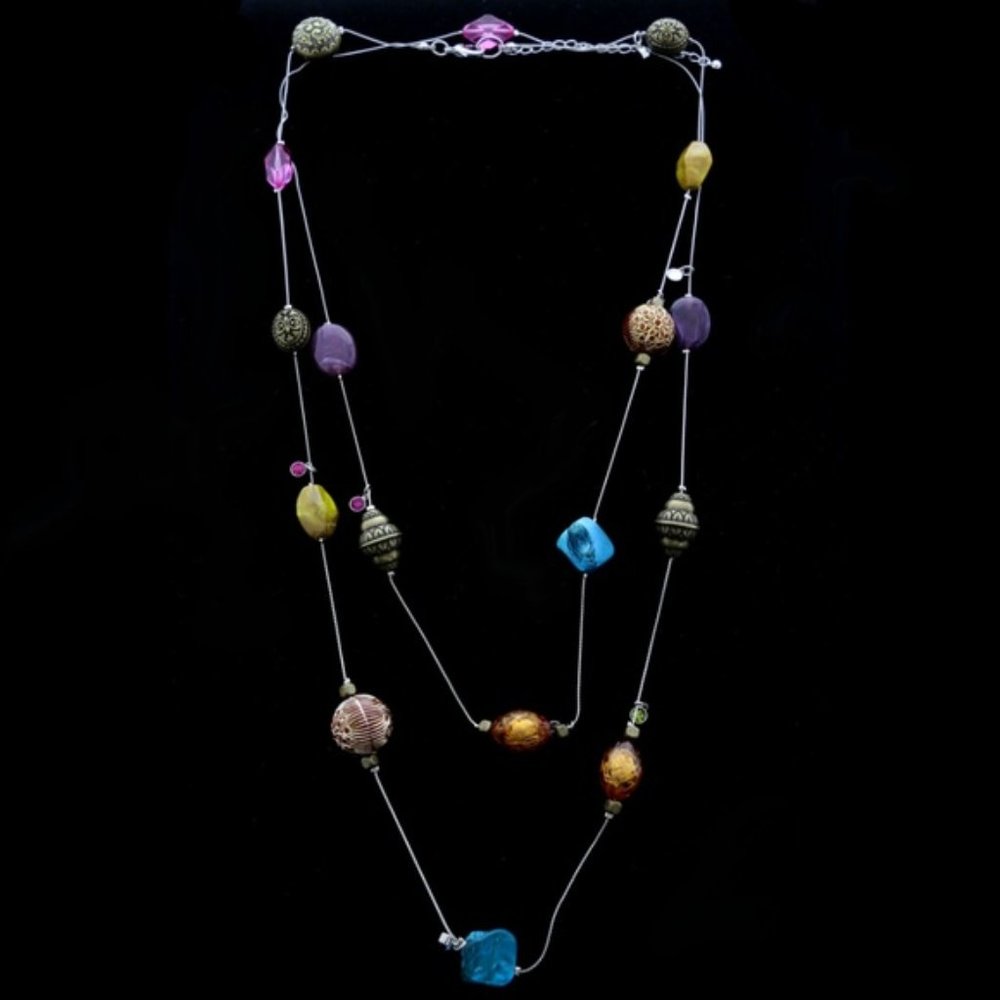 Lane Bryant long necklace with multi-colored beads - Picture 2 of 3